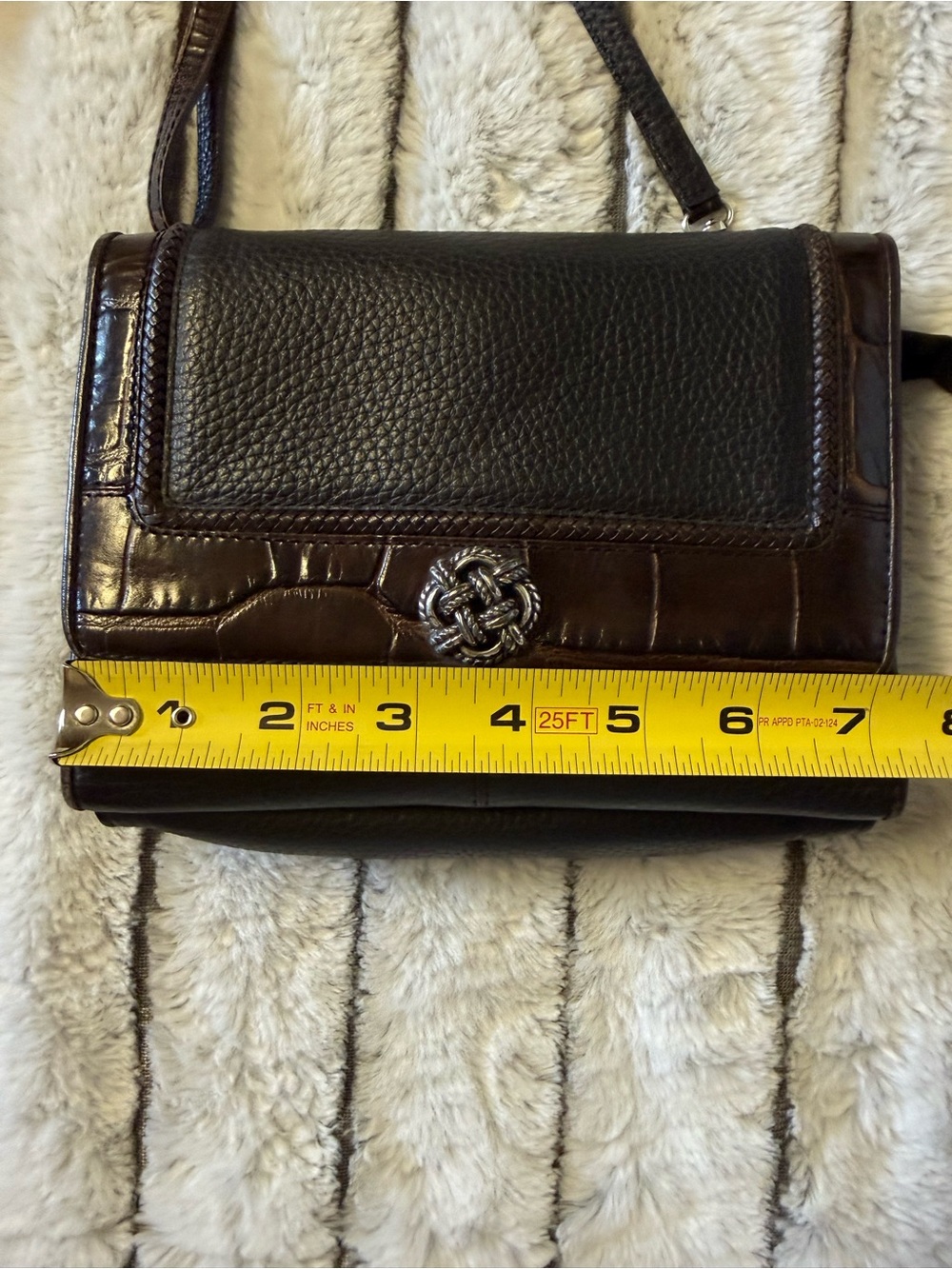 Brighton Black and Dark Brown Leather Crossbody with Croc Accents - Picture 12 of 13